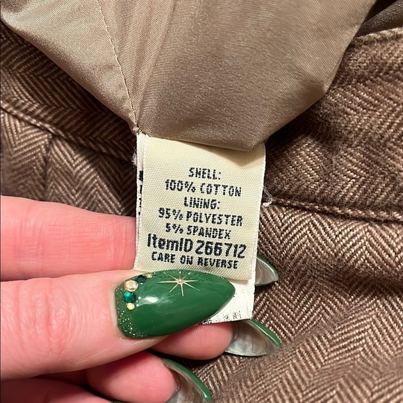 L.L. Bean Women’s Straight Leg Cotton Pants Brown Herringbone Trousers - Picture 5 of 6